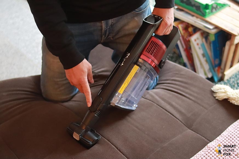 You can see how to clean upholstery with the Shark Anti Hair Wrap hand vacuum.